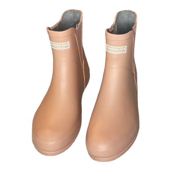 London Fog Piccadilly Pink Short Rubber Rain Boots Pull -On Size 7 - Picture 1 of 6
